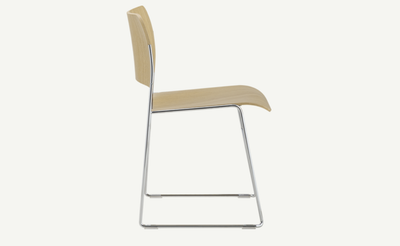40/4 Side chair, oak veneer shell, Chrome frame