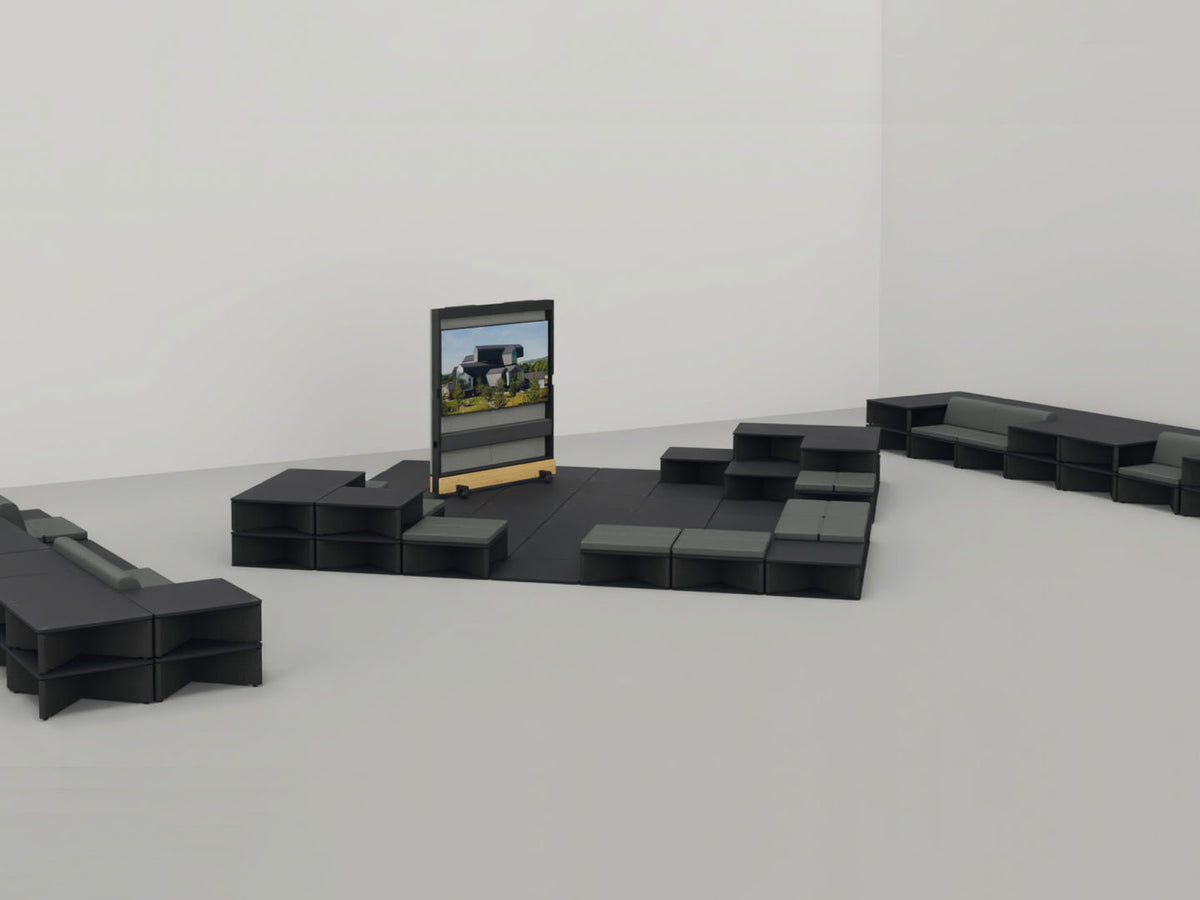 Dancing Wall 2 s TV jednotkou v kombinaci se sedacím nábytkem Reset, lifestyle foto