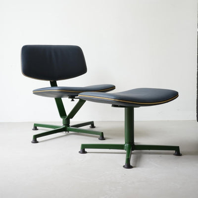 Lounge křeslo Arba Leather - Tmavě zelená / tmavě modrá